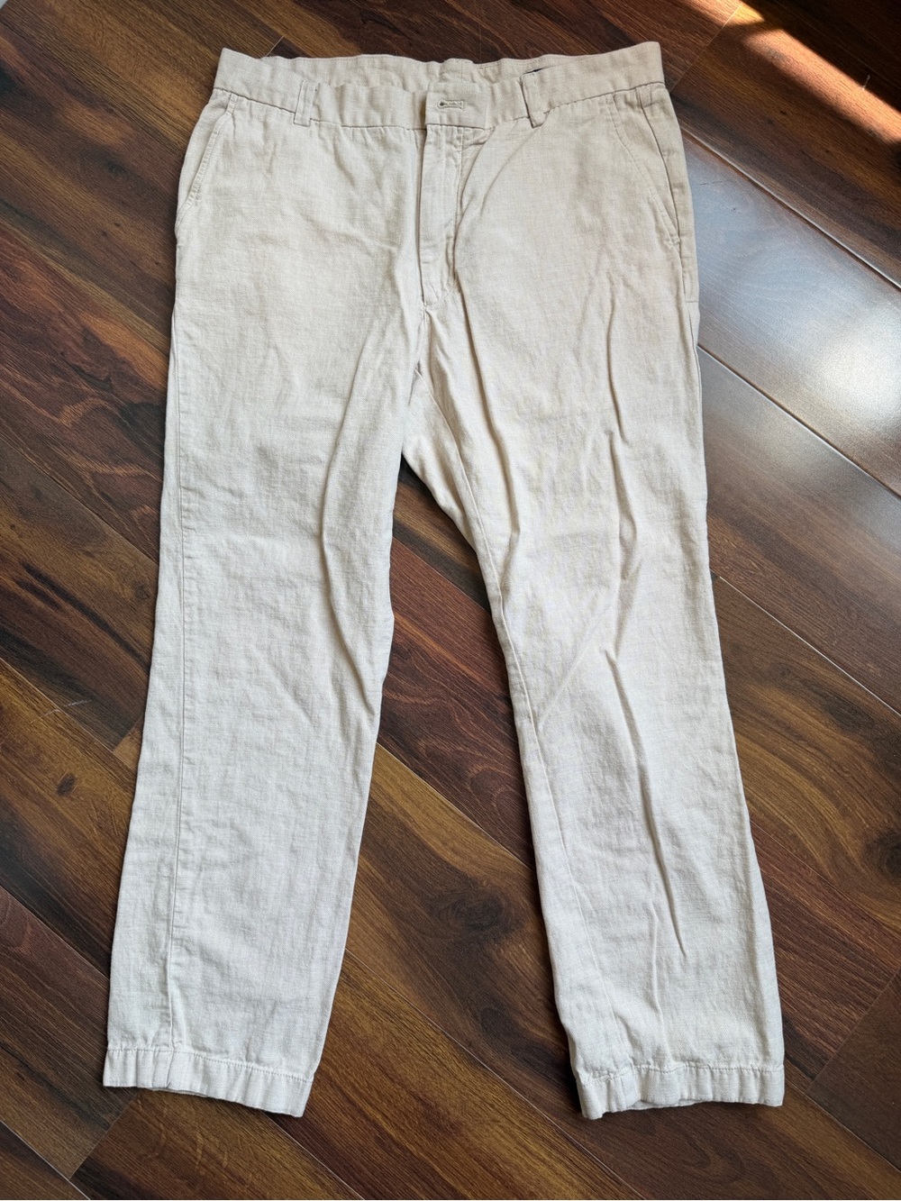 Vineyard Vines Cotton Linen Straight Trousers Flax Color 4 Pocket Size 35x30